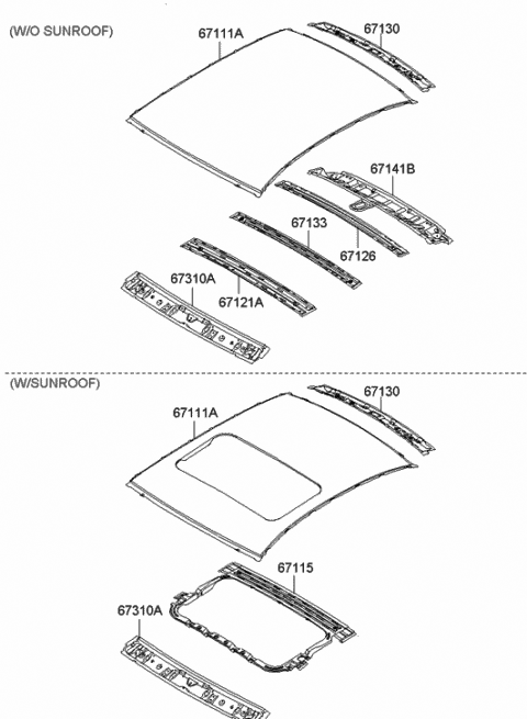 67136-1E200 Genuine Hyundai Rail-Roof Center