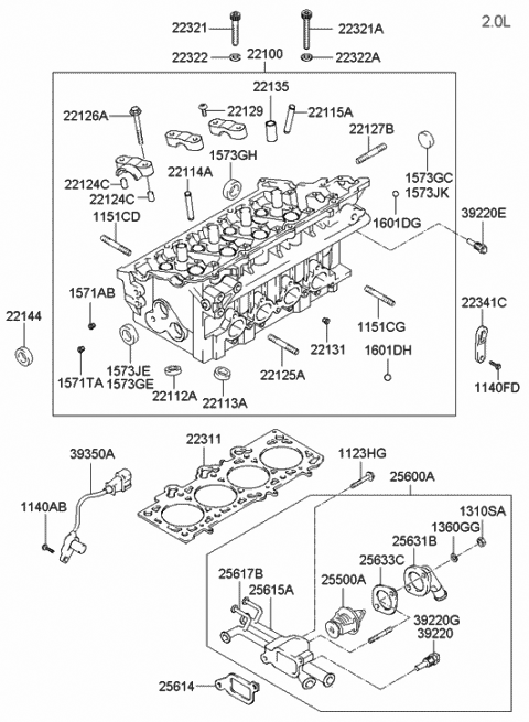 Cylinder Head - 2006 Hyundai Tiburon Old Body Style