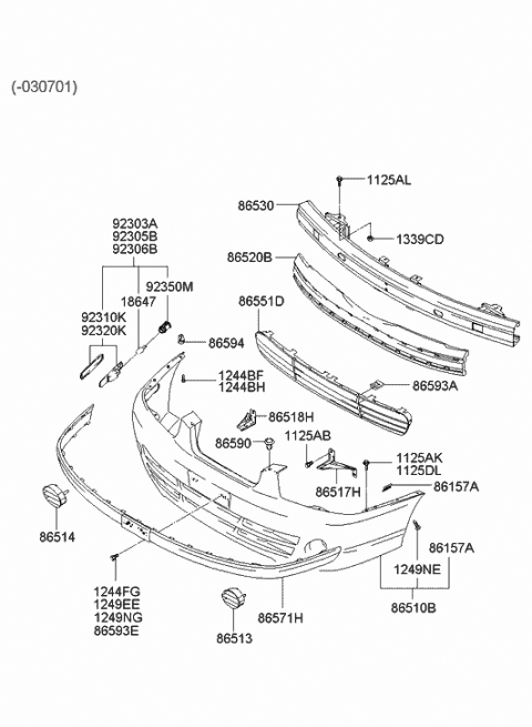 Front Bumper - 2003 Hyundai Elantra