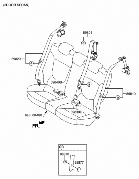 Rear Seat Belt - 2016 Hyundai Accent