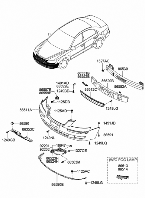 86590-3K001 Genuine Hyundai Front Bumper Lip Assembly