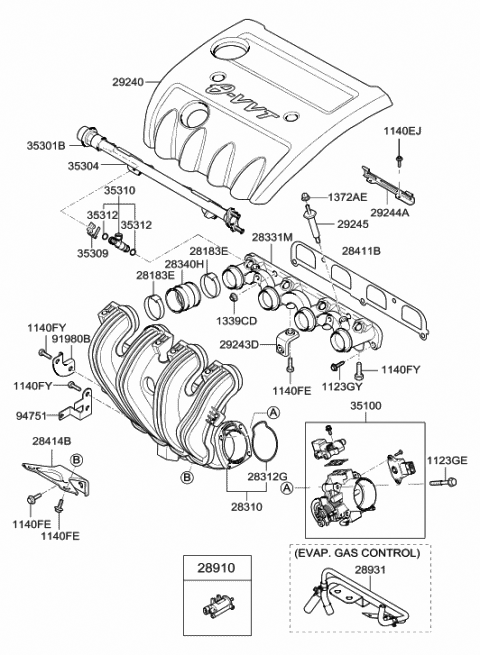 Intake Manifold - 2007 Hyundai Sonata Old Body Style