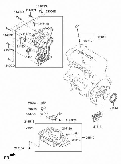 Belt Cover & Oil Pan - 2015 Hyundai Elantra US Alabama made