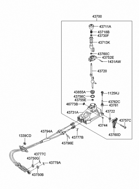 Shift Lever Control (MTM) - 2008 Hyundai Santa Fe