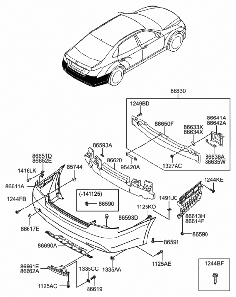 86620-3N700 Genuine Hyundai Absorber-Rear Bumper Energy