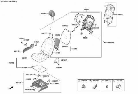 88410-K2100 Genuine Hyundai Frame Assembly-FR Seat Back RH