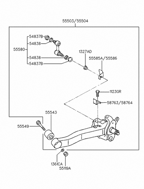 Rear Suspension Trailing Arm - 1998 Hyundai Sonata Old Body Style