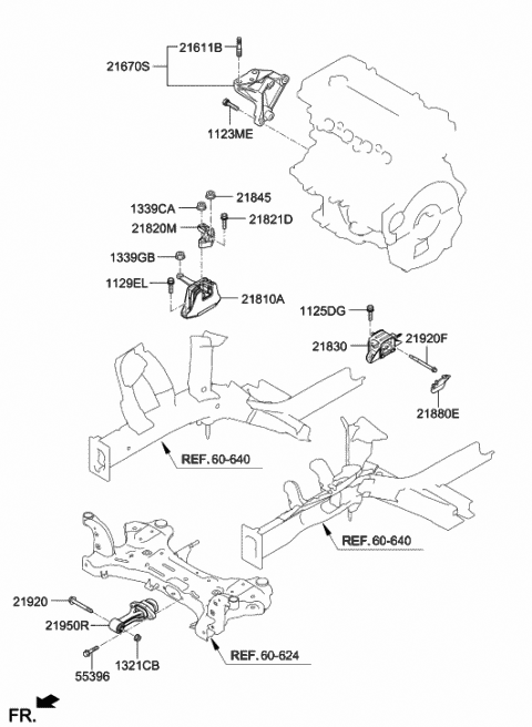 21950-F2100 Genuine Hyundai Bracket Assembly-Roll Rod