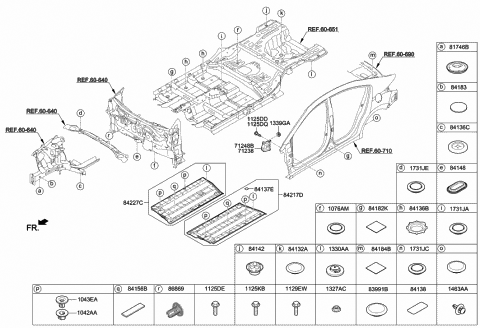 84227-F2200 Genuine Hyundai U/COVER-Ctr FLR OTR,RH