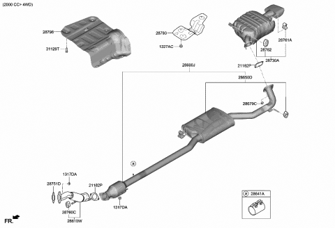 28600 S2700 Genuine Hyundai Center Muffler Complete