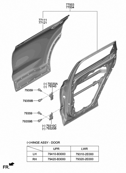 77004-S2000 Genuine Hyundai Panel Assembly-Rear Door,RH