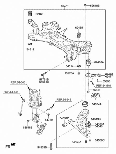 62405-G3050 Genuine Hyundai Crossmember Complete