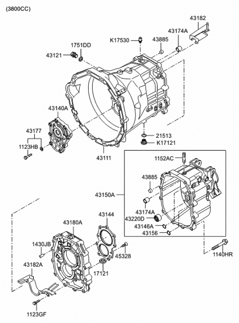 43150-25200 Genuine Hyundai Housing Assembly-Extension