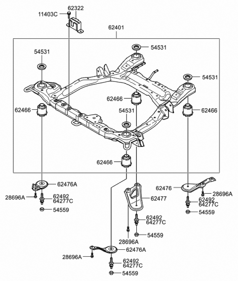 Front Suspension Crossmember - 2008 Hyundai Veracruz