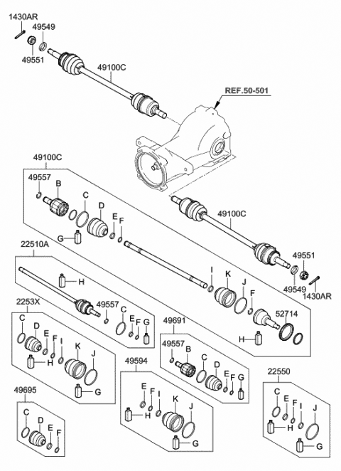 Drive Shaft-Rear - 2008 Hyundai Veracruz