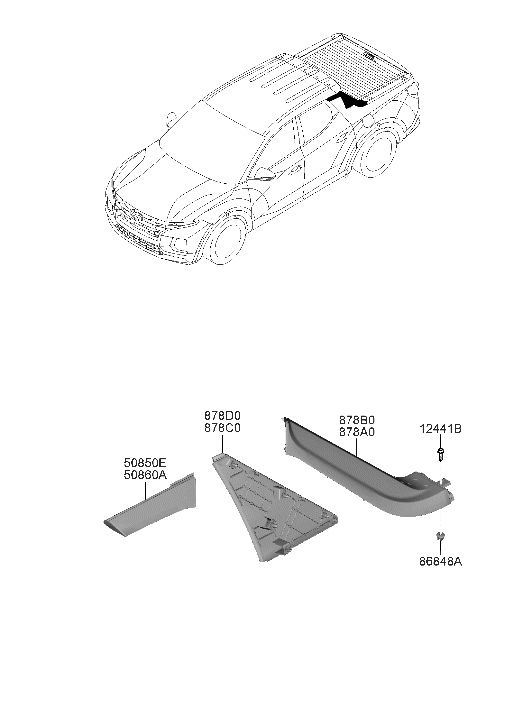 Hyundai 87860-K5000-CA GARNISH ASSY-C.PILLAR,RH