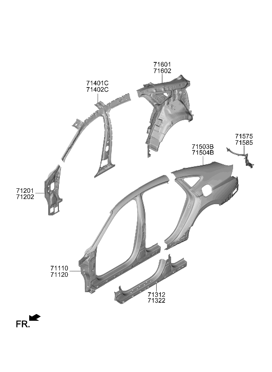 Hyundai 71503-L1C40 Panel Assembly-Quarter Outer,LH