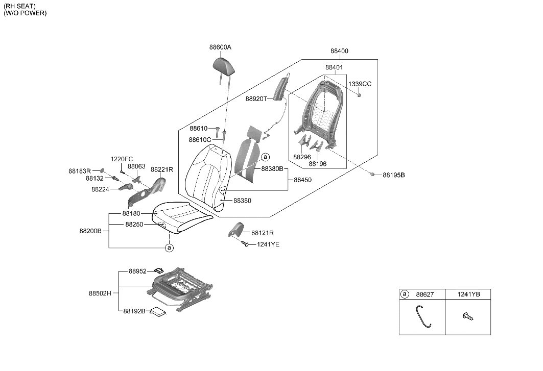 Hyundai 88023-L1000-NNB Lever Assembly-Seat Height,RH