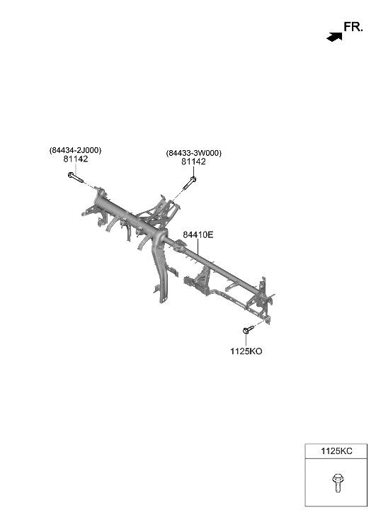 Hyundai 84410-L1200 Bar Assembly-Cowl Cross