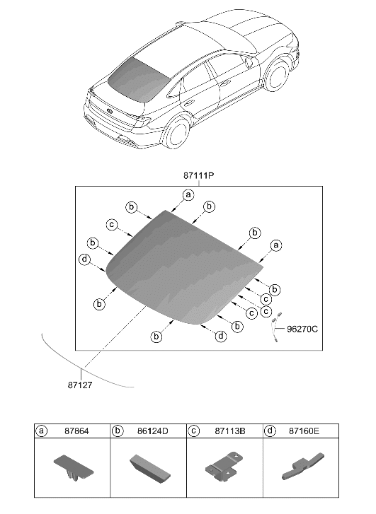 Hyundai 87110-L1010 GLASS ASSY-REAR WINDOW