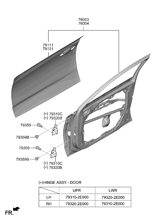 76004-L1010 Genuine Hyundai Panel Assembly-Front Door,RH