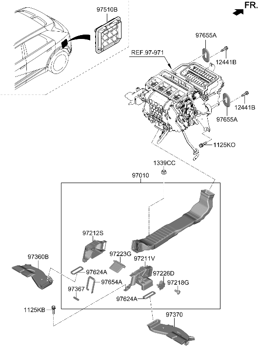 Hyundai 97010-KL000 DUCT ASSY-RR VENT