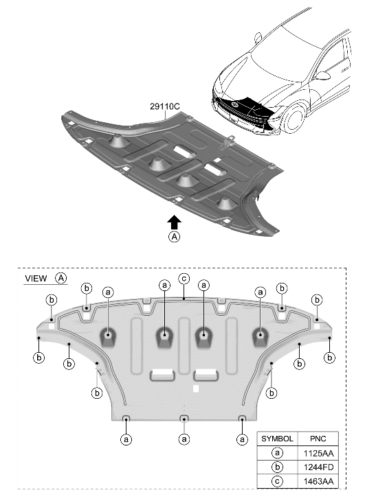 Hyundai 29110-KL000 PANEL ASSY-UNDER COVER