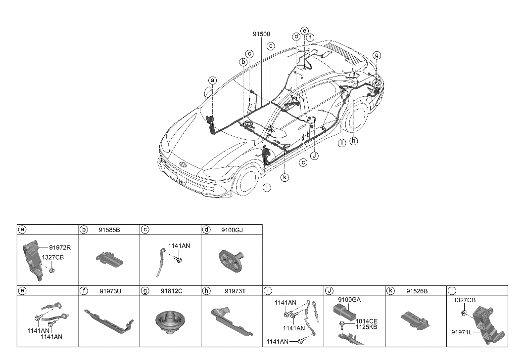 Hyundai 91520-KL241 WIRING ASSY-FLOOR