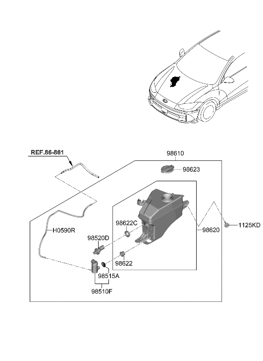 Hyundai 98611-KL000 RESERVOIR ASSY-W/SHLD WASHER