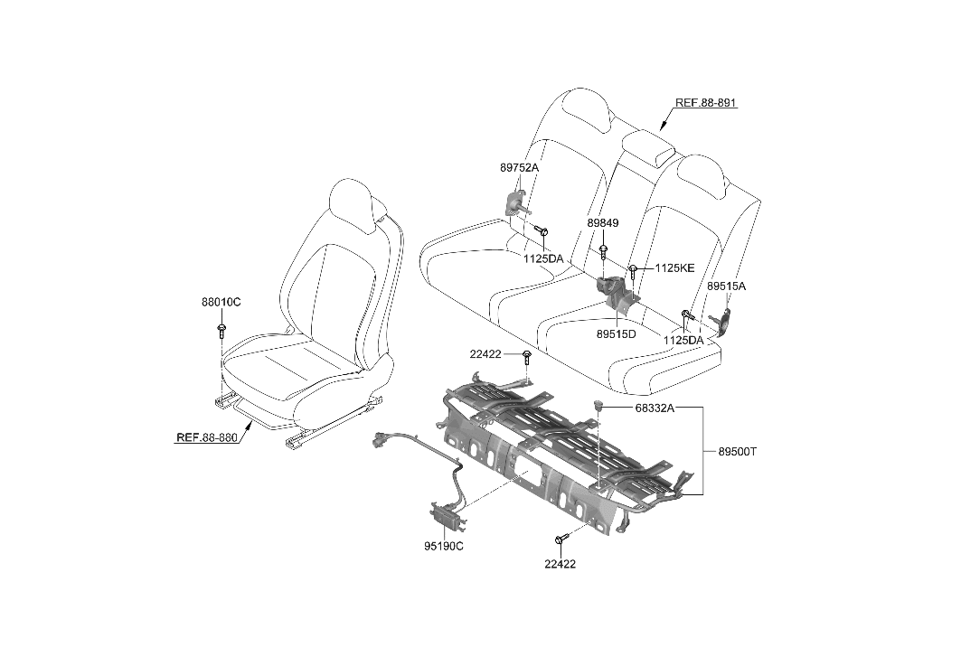 Hyundai 895E0-KL510 LEG ASSY-2ND BENCH SEAT