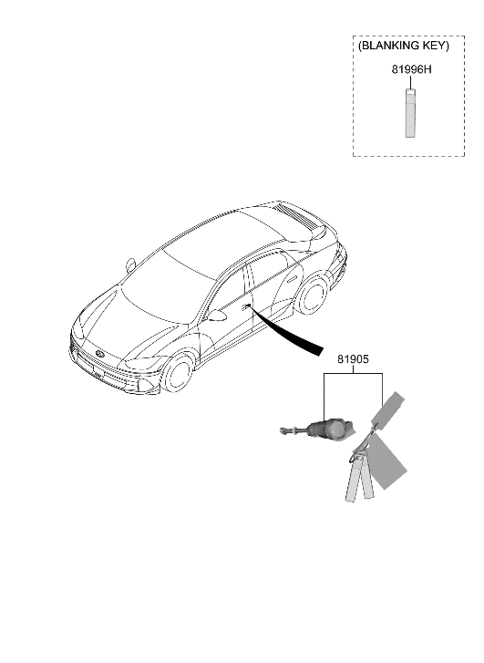 Hyundai 81905-KL000 KEY & CYLINDER SET-LOCK