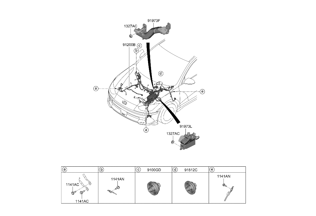 Hyundai 91200-KL781 WIRING ASSY-FRT