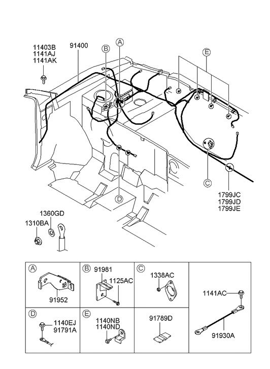 91400-25000 Genuine Hyundai Wiring Assembly-Engine Control Module