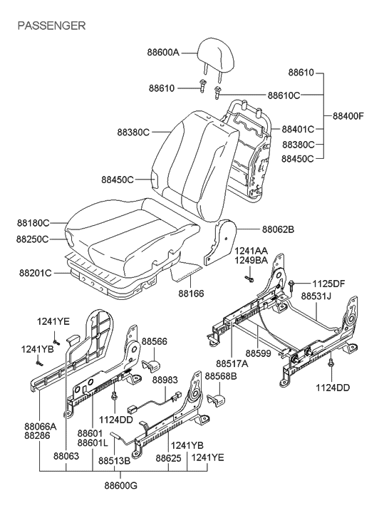 Hyundai 88600-25052-SX Track-Front Seat,RH