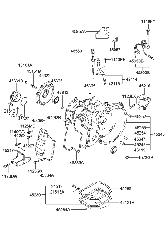 45240-22801 Genuine Hyundai Case Assembly-Automatic Transaxle