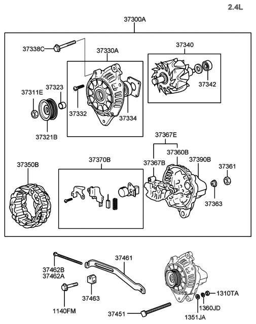 37370-38710 Genuine Hyundai Regulator Assembly-Generator