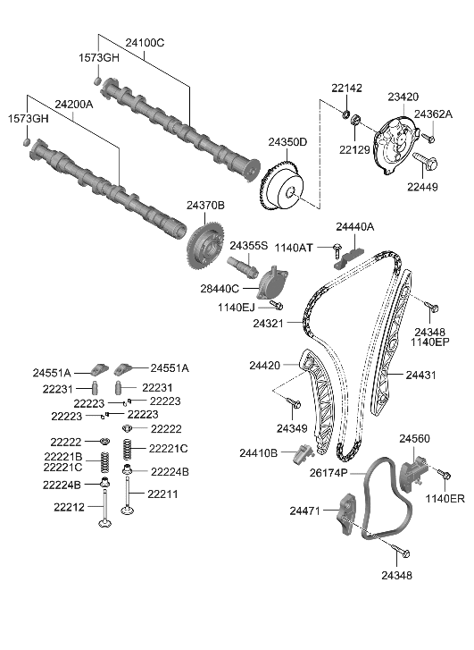 Hyundai 24410-2M803 TENSIONER Assembly-VLV Timing Belt