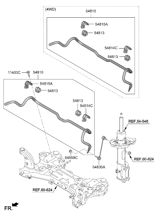 Hyundai 54810-J9700 Bar Assembly-FR STABILIZER