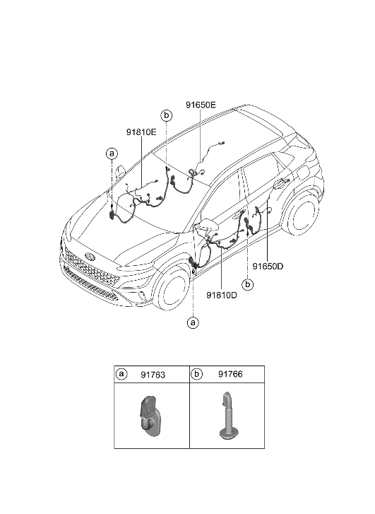 Hyundai 91631-J9080 WIRING ASSY-RR DR RH