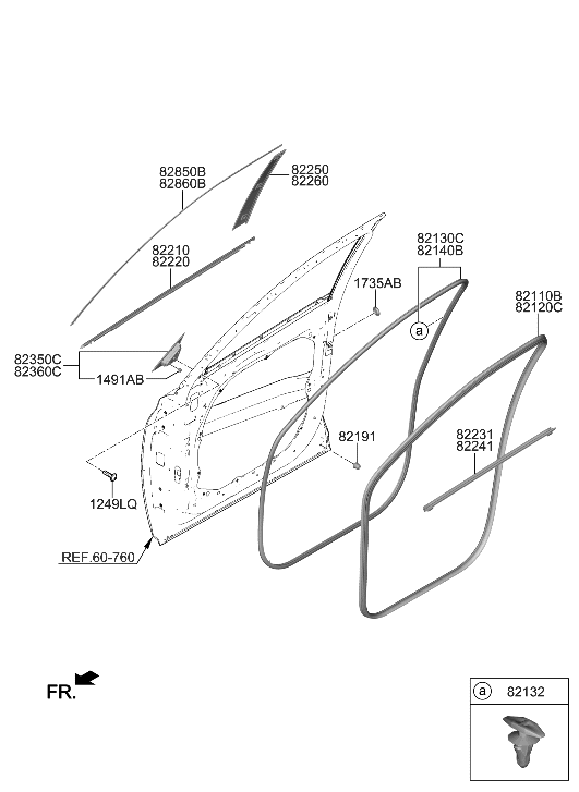 Hyundai 82241-S8001 W/STRIP-FR DR BELT I/S RH