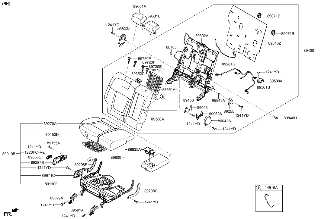 Hyundai 89663-N9000-NNB Cover-Rear Seat MTG FR OTR,RH