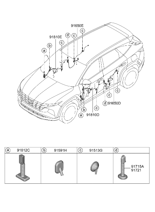 Hyundai 91620-N9010 Wiring Assembly-RR Dr LH