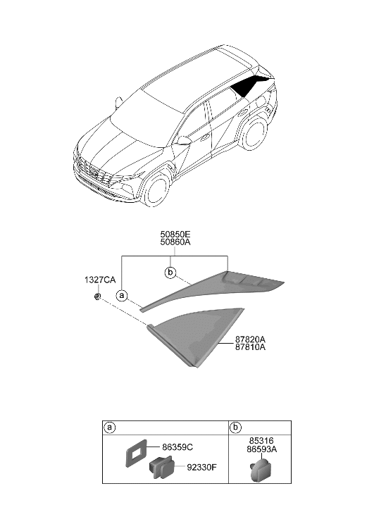 Hyundai 87860-N9CA0 GARNISH Assembly-C.PILLAR,RH