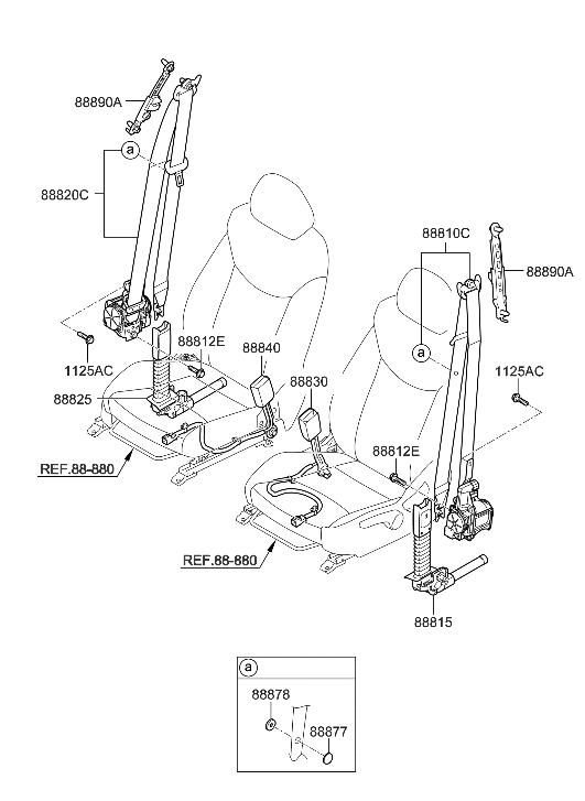 Hyundai 88830-G3100-TRY Buckle Assembly-Front Seat Belt,LH