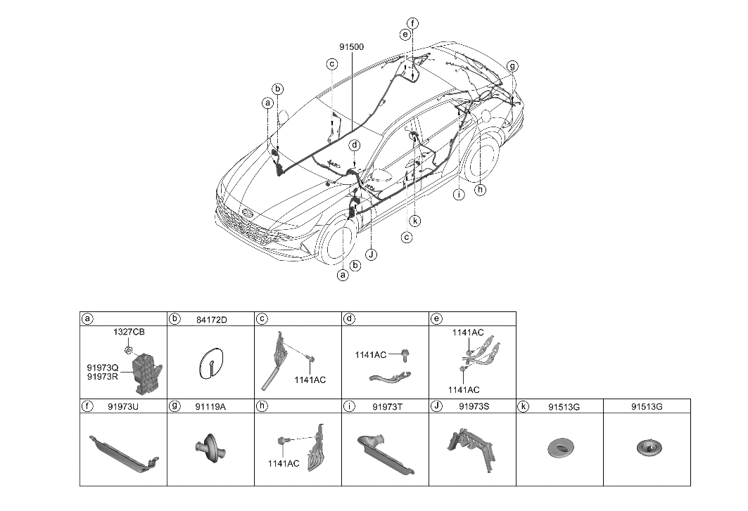 Hyundai 91510-BY170 WIRING ASSY-FLOOR