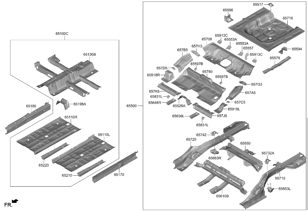 Hyundai 65130-BY000 Reinforcement Assembly-Ctr Floor