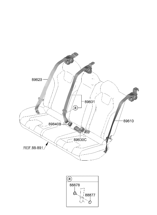 Hyundai 89840-BY000-NNB Buckle Assembly-RR S/BELT,RH