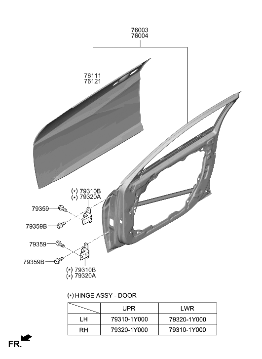 Hyundai 76003-AA010 PANEL ASSY-FRONT DOOR,LH