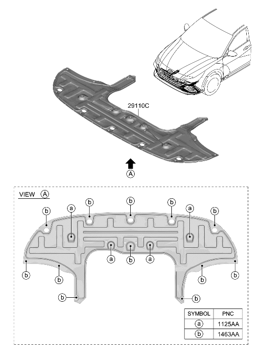 Hyundai 29110-IB000 PANEL ASSY-UNDER COVER