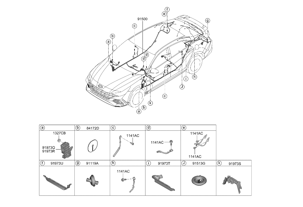 Hyundai 91510-IB010 WIRING ASSY-FLOOR